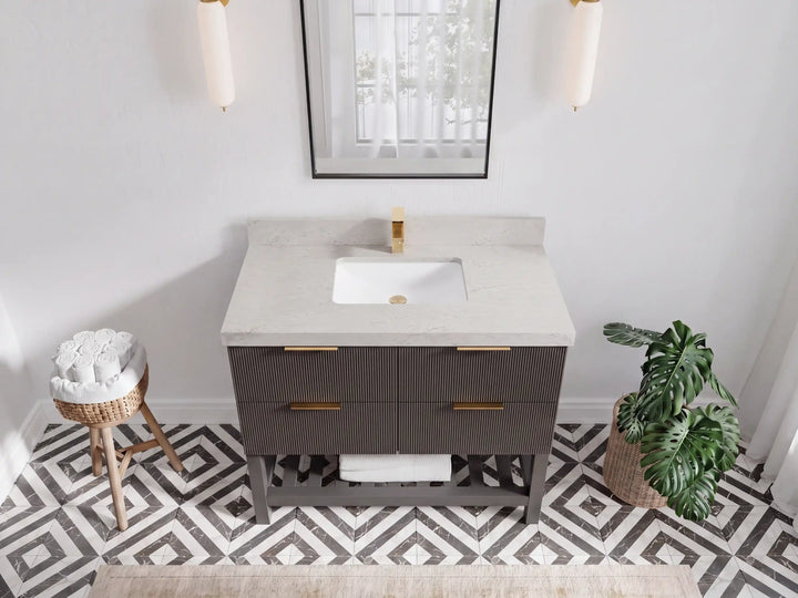 Catalina 42 in W x 22 in D Free Standing Reeded Single Sink Bathroom Vanity - photo 27