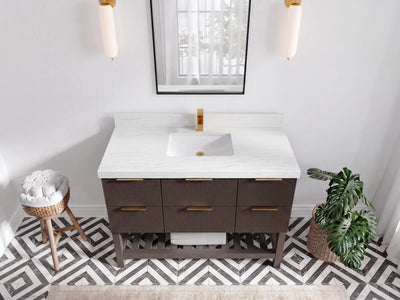 Catalina 48 in W x 22 in D Free Standing Reeded Single Sink Bathroom Vanity