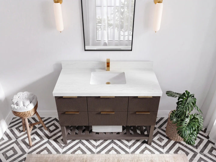 Catalina 48 in W x 22 in D Free Standing Reeded Single Sink Bathroom Vanity - photo 32