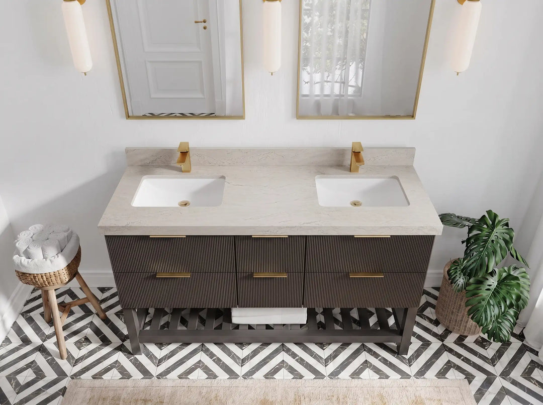 Catalina 60 in W x 22 in D Free Standing Reeded Double Sink Bathroom Vanity | 
              
                Urbane Bronze
                
                  
             - CAT_URB_CARM_60D - photo №22