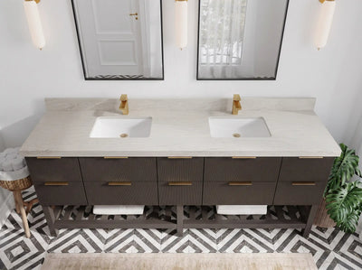 Catalina 84 in W x 22 in D Free Standing Reeded Double Sink Bathroom Vanity
