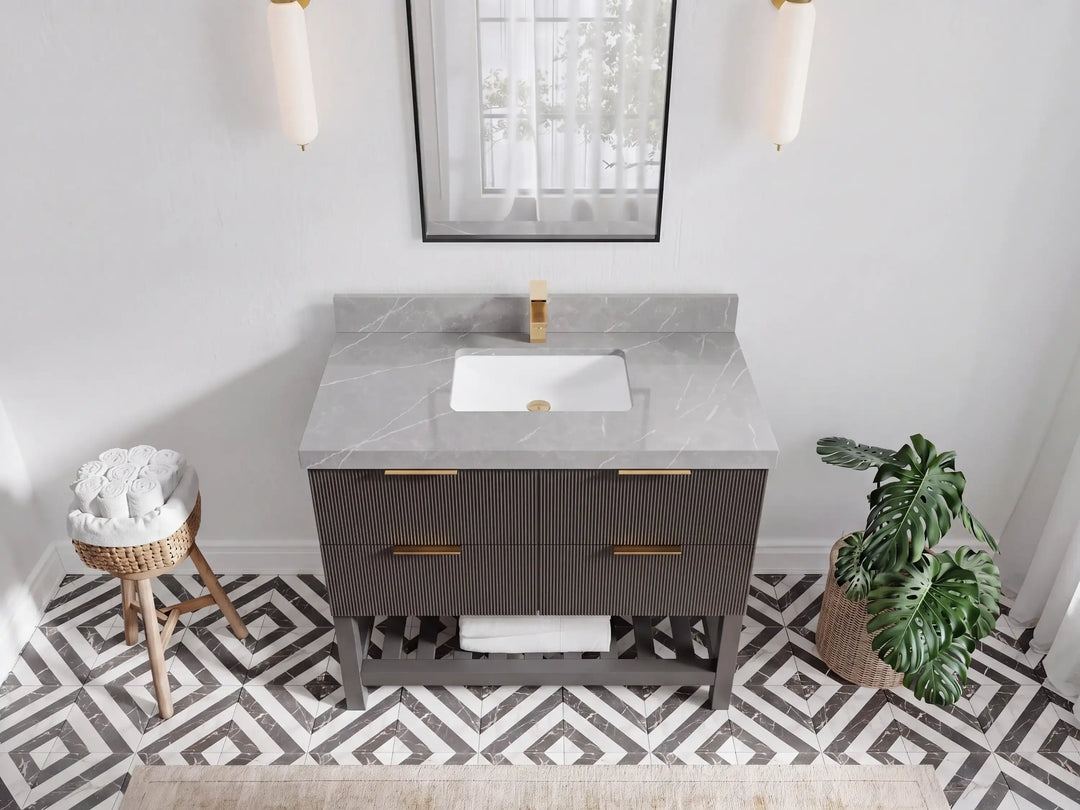 Catalina 42 in W x 22 in D Free Standing Reeded Single Sink Bathroom Vanity | 
              
                Urbane Bronze
                
                  
             - CAT_URB_ARB_42 - photo №15