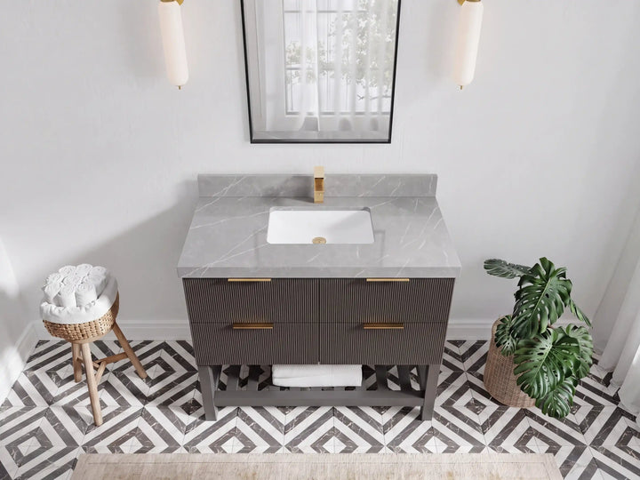 Catalina 42 in W x 22 in D Free Standing Reeded Single Sink Bathroom Vanity - photo 15