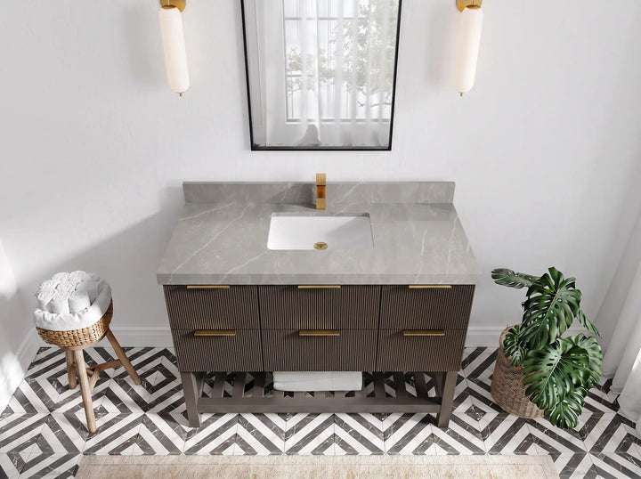 Catalina 48 in W x 22 in D Free Standing Reeded Single Sink Bathroom Vanity - photo 15