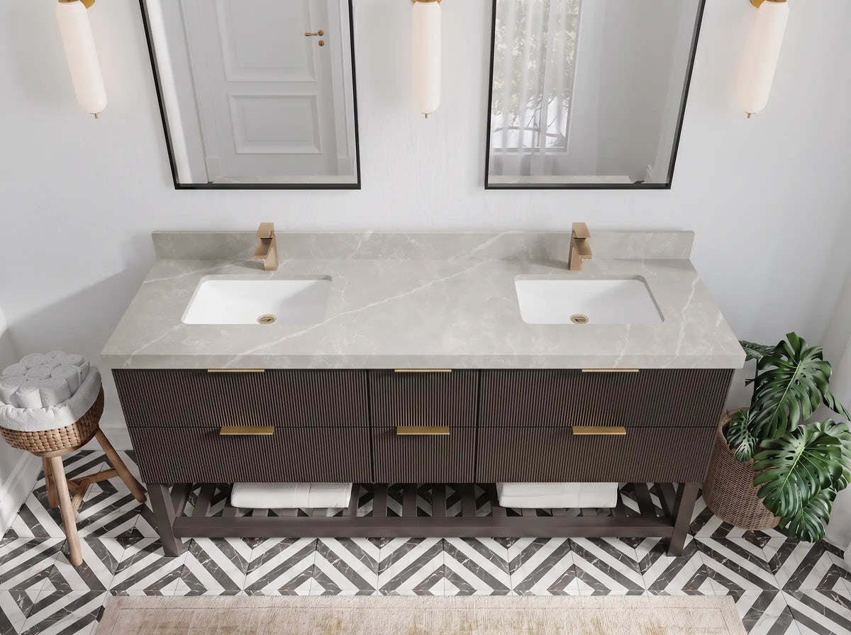 Catalina 72 in W x 22 in D Free Standing Reeded Double Sink Bathroom Vanity