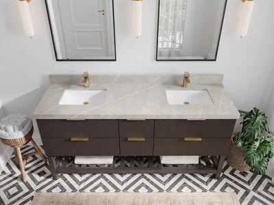 Catalina 72 in W x 22 in D Free Standing Reeded Double Sink Bathroom Vanity