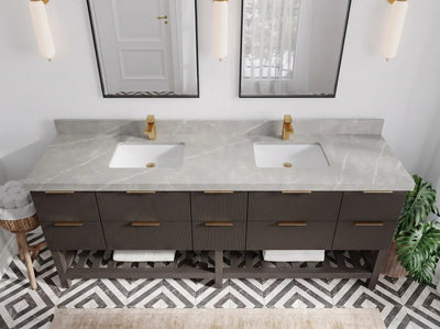 Catalina 84 in W x 22 in D Free Standing Reeded Double Sink Bathroom Vanity