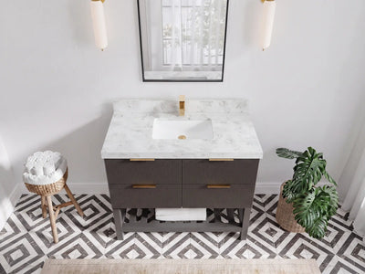 Catalina 42 in W x 22 in D Free Standing Reeded Single Sink Bathroom Vanity