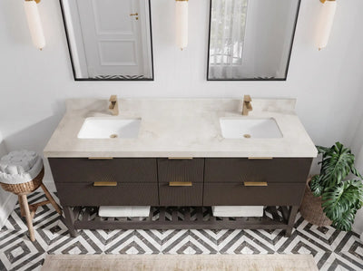 Catalina 72 in W x 22 in D Free Standing Reeded Double Sink Bathroom Vanity