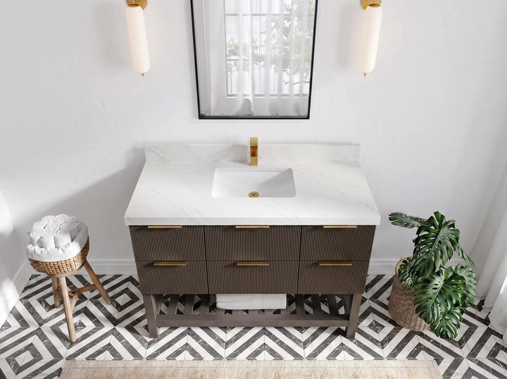 Catalina 48 in W x 22 in D Free Standing Reeded Single Sink Bathroom Vanity - photo 22