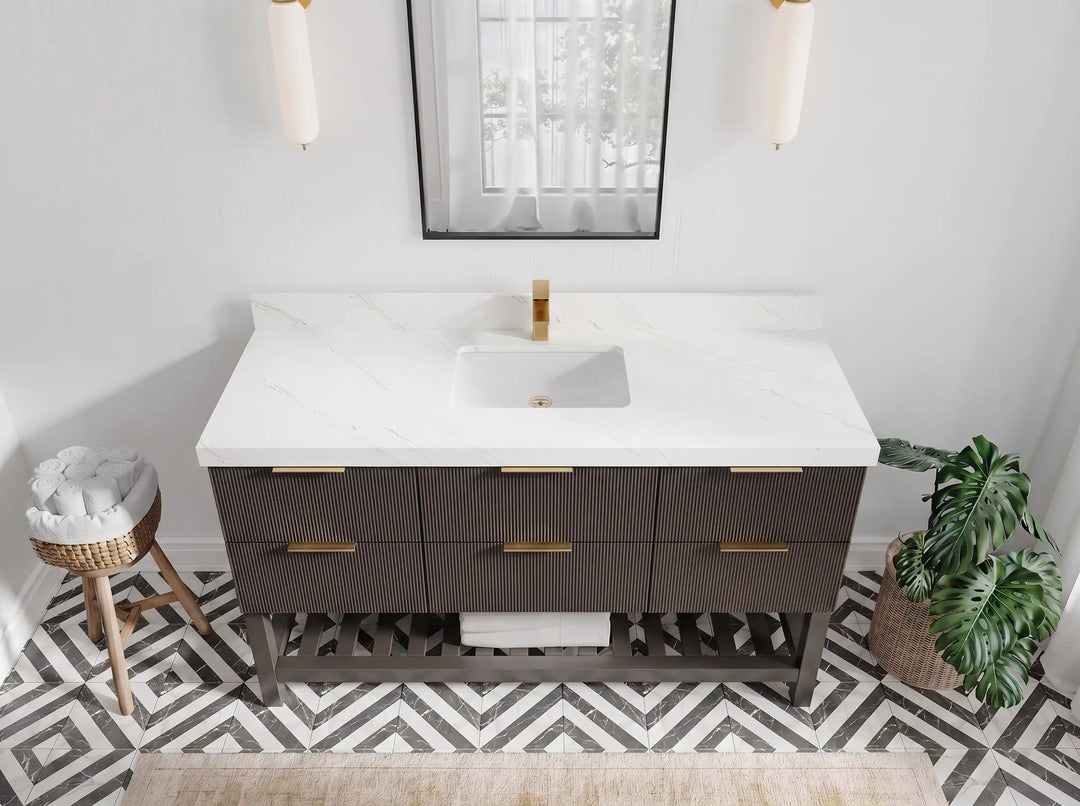 Catalina 60 in W x 22 in D Free Standing Reeded Single Sink Bathroom Vanity | 
              
                Urbane Bronze
                
                  
             - AT_URB_ARB_60S - photo №20