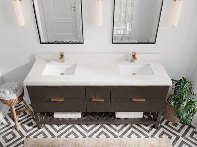 Catalina 72 in W x 22 in D Free Standing Reeded Double Sink Bathroom Vanity