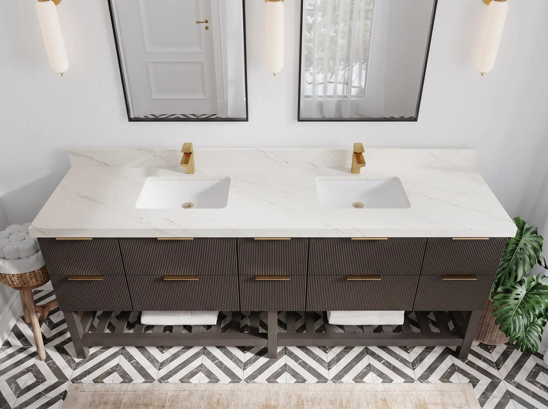 Catalina 84 in W x 22 in D Free Standing Reeded Double Sink Bathroom Vanity | 
              
                Urbane Bronze
                
                  
             - CAT_URB_WHQZ_84D - photo №24