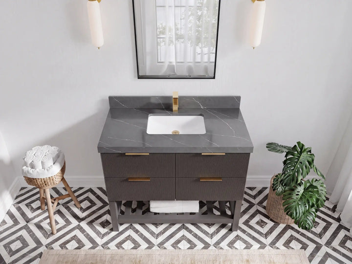 Catalina 42 in W x 22 in D Free Standing Reeded Single Sink Bathroom Vanity - photo 16