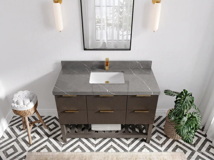 Catalina 48 in W x 22 in D Free Standing Reeded Single Sink Bathroom Vanity - photo 23