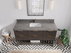 Catalina 60 in W x 22 in D Free Standing Reeded Single Sink Bathroom Vanity - photo 17
