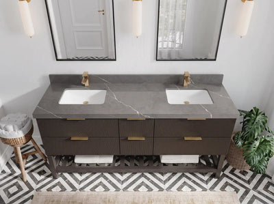 Catalina 72 in W x 22 in D Free Standing Reeded Double Sink Bathroom Vanity