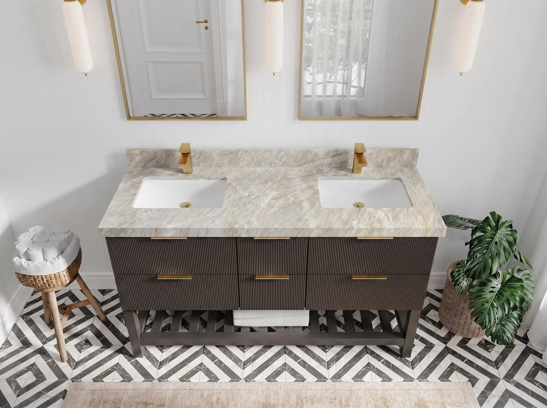 Catalina 60 in W x 22 in D Free Standing Reeded Double Sink Bathroom Vanity | 
              
                Urbane Bronze
                
                  
             - CAT_URB_CARM_60D - photo №23