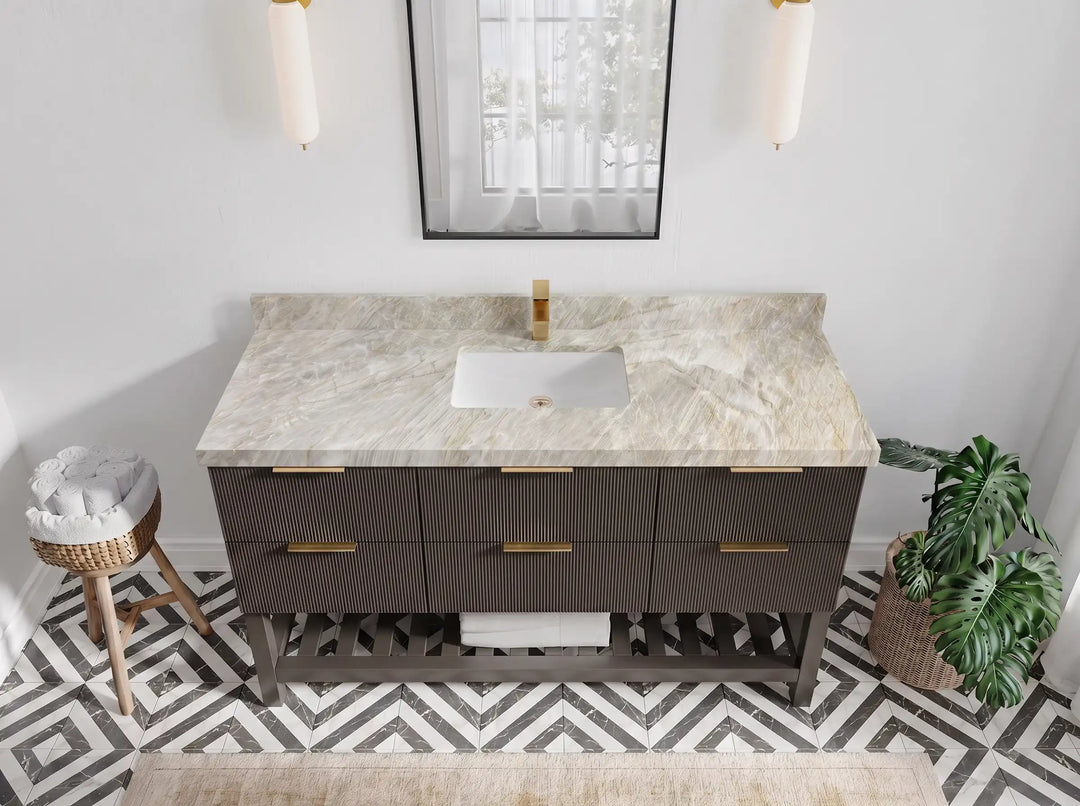 Catalina 60 in W x 22 in D Free Standing Reeded Single Sink Bathroom Vanity | 
              
                Urbane Bronze
                
                  
             - AT_URB_ARB_60S - photo №27