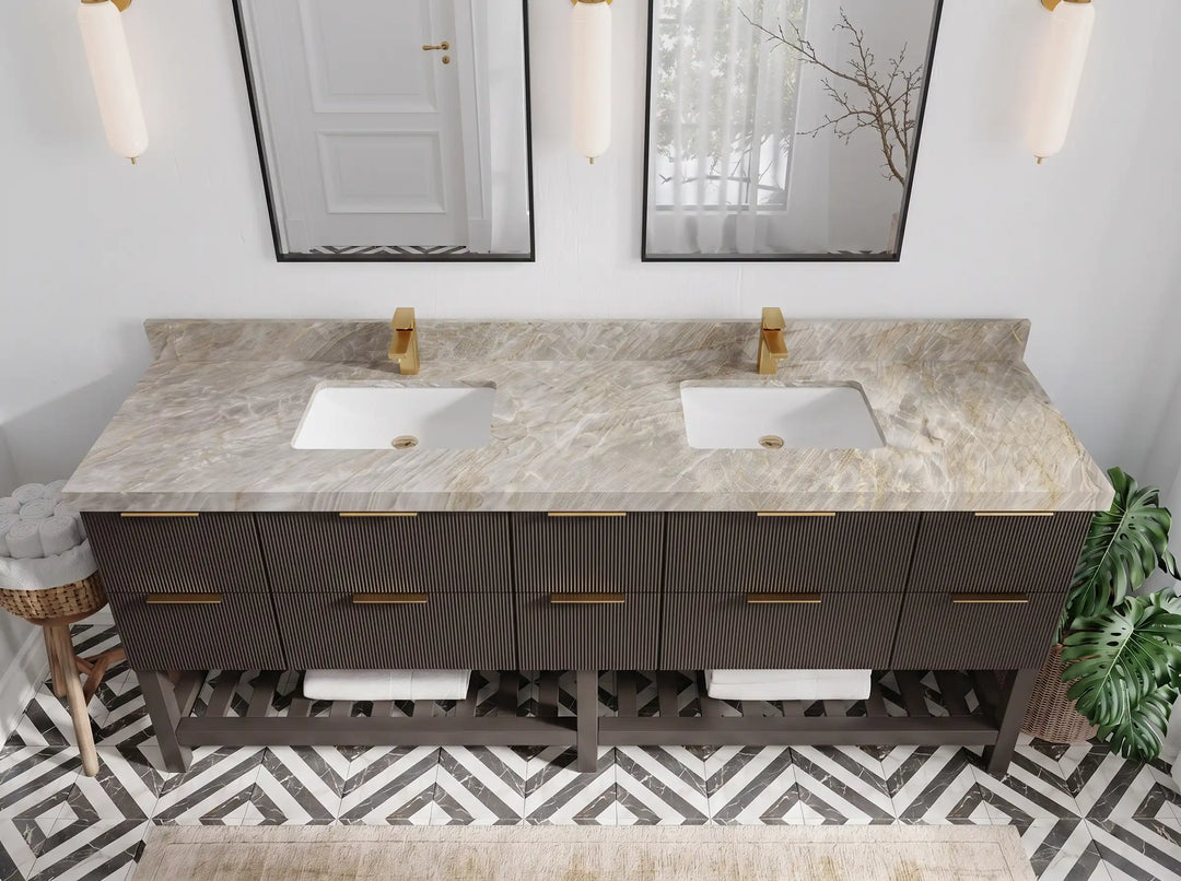 Catalina 84 in W x 22 in D Free Standing Reeded Double Sink Bathroom Vanity | 
              
                Urbane Bronze
                
                  
             - CAT_URB_WHQZ_84D - photo №34