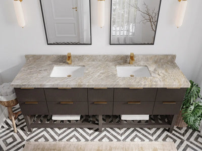 Catalina 84 in W x 22 in D Free Standing Reeded Double Sink Bathroom Vanity