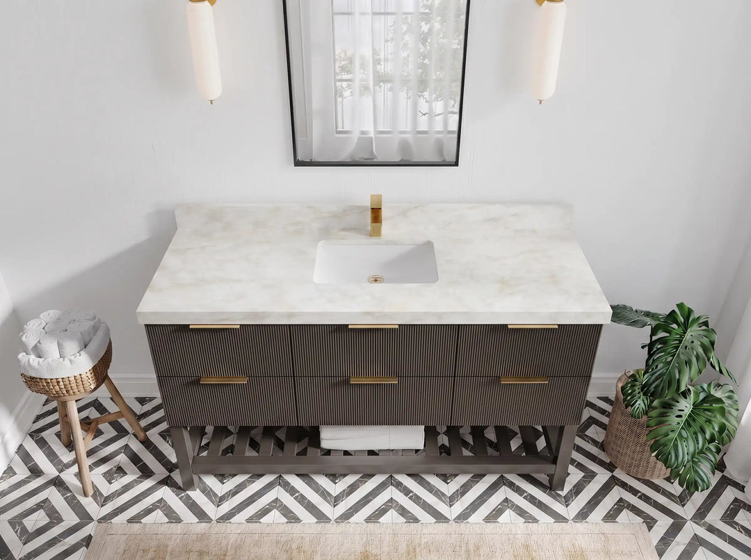Catalina 60 in W x 22 in D Free Standing Reeded Single Sink Bathroom Vanity | 
              
                Urbane Bronze
                
                  
             - AT_URB_ARB_60S - photo №26