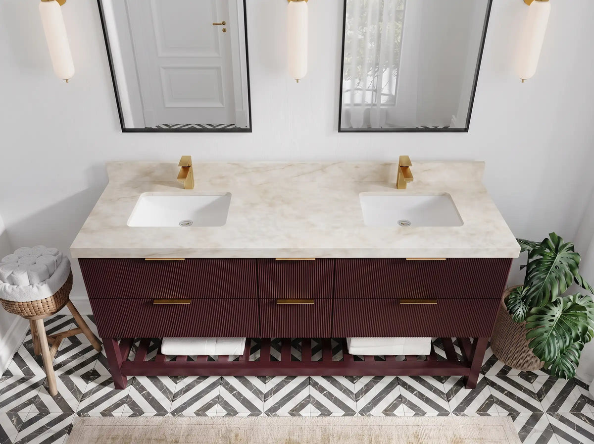 Catalina 72 in W x 22 in D Free Standing Reeded Double Sink Bathroom Vanity