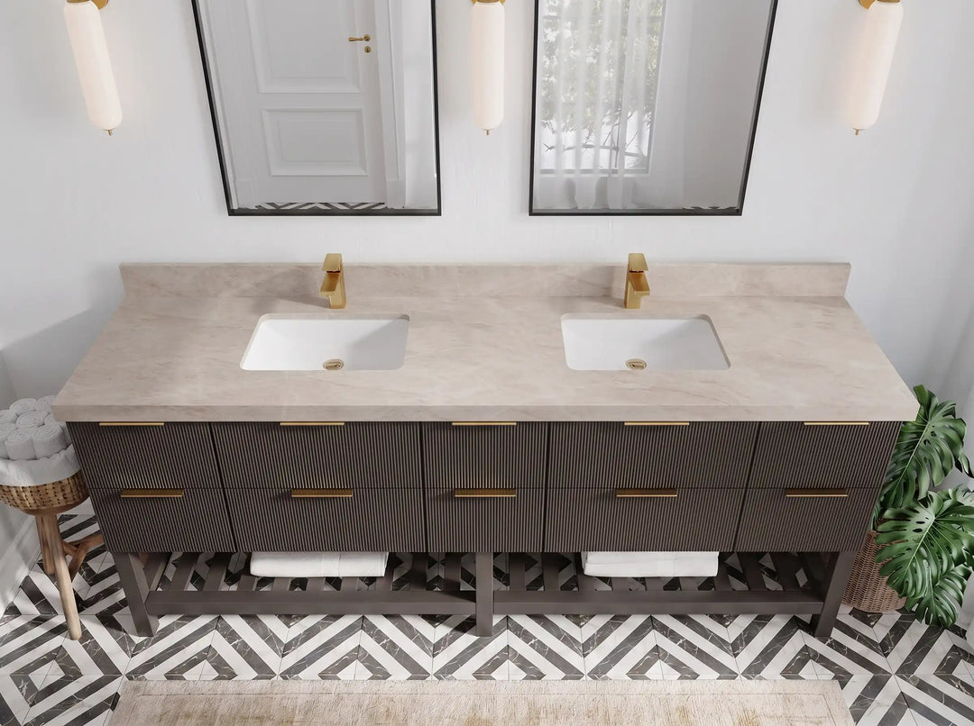 Catalina 84 in W x 22 in D Free Standing Reeded Double Sink Bathroom Vanity | 
              
                Urbane Bronze
                
                  
             - CAT_URB_WHQZ_84D - photo №29