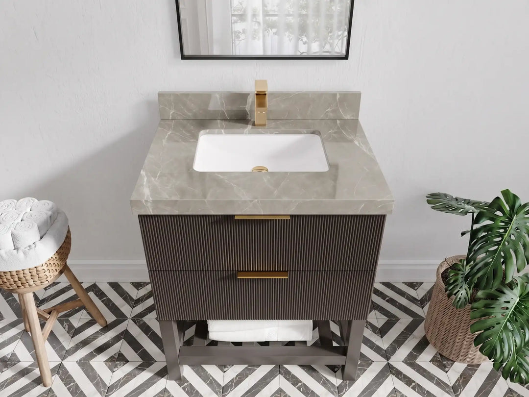 Catalina 30 in W x 22 in D Free Standing Reeded Single Sink Bathroom Vanity | 
              
                Urbane Bronze
                
                  
             - CAT_URB_WHQZ_30 - photo №21