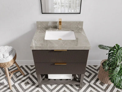Catalina 30 in W x 22 in D Free Standing Reeded Single Sink Bathroom Vanity