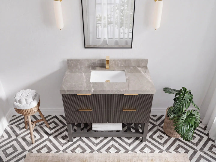 Catalina 42 in W x 22 in D Free Standing Reeded Single Sink Bathroom Vanity - photo 28