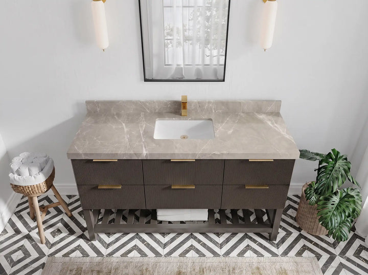 Catalina 60 in W x 22 in D Free Standing Reeded Single Sink Bathroom Vanity - photo 23