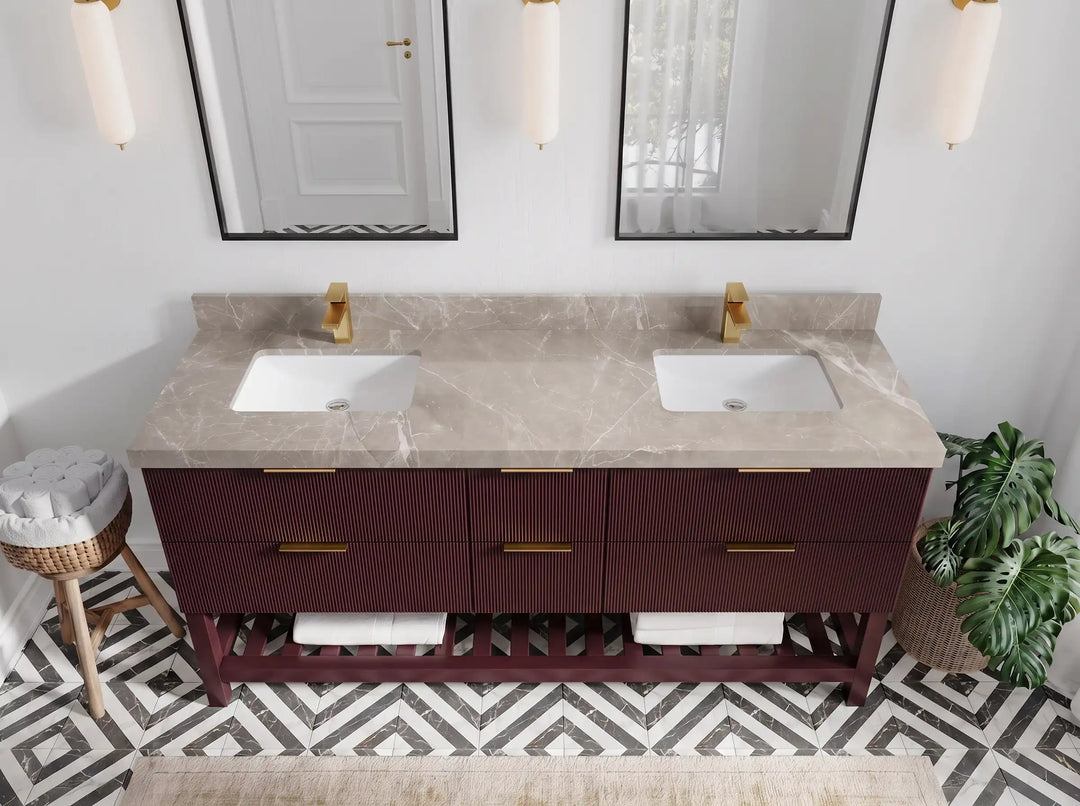 Catalina 72 in W x 22 in D Free Standing Reeded Double Sink Bathroom Vanity | 
              
                Burgundy
                
                  
             - CAT_URB_ARB_72D - photo №29