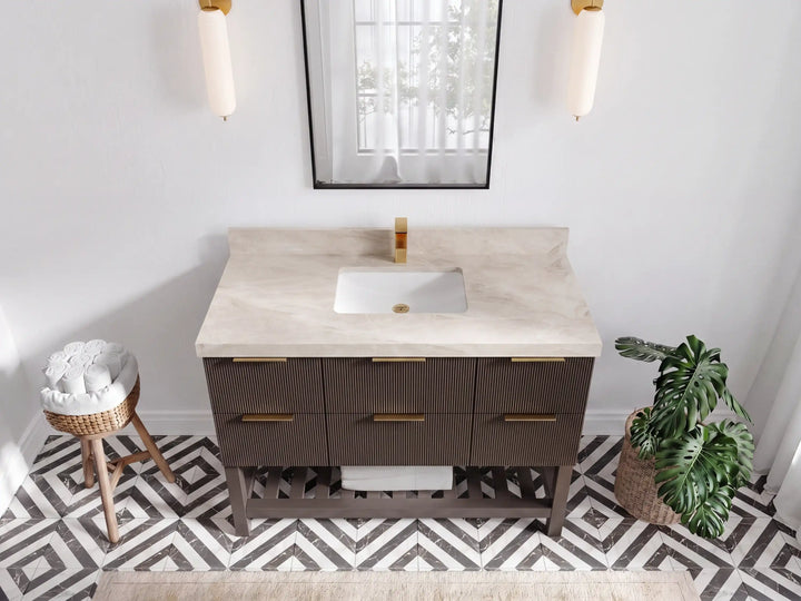 Catalina 48 in W x 22 in D Free Standing Reeded Single Sink Bathroom Vanity - photo 34