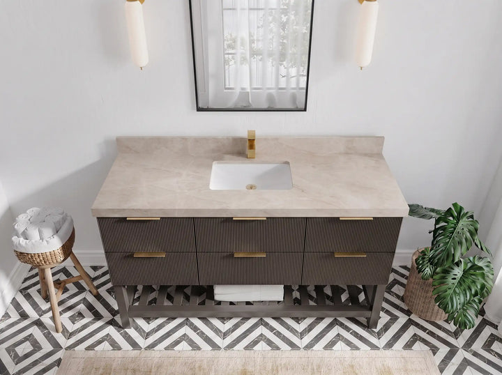 Catalina 60 in W x 22 in D Free Standing Reeded Single Sink Bathroom Vanity - photo 25