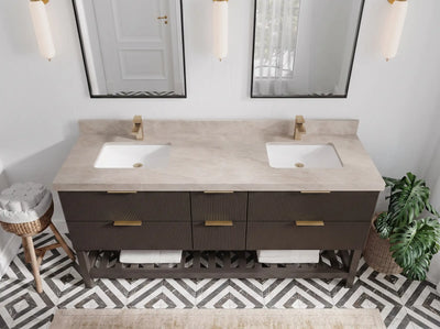 Catalina 72 in W x 22 in D Free Standing Reeded Double Sink Bathroom Vanity