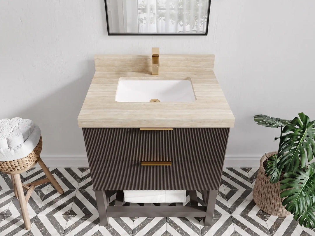 Catalina 30 in W x 22 in D Free Standing Reeded Single Sink Bathroom Vanity | 
              
                Urbane Bronze
                
                  
             - CAT_URB_WHQZ_30 - photo №22