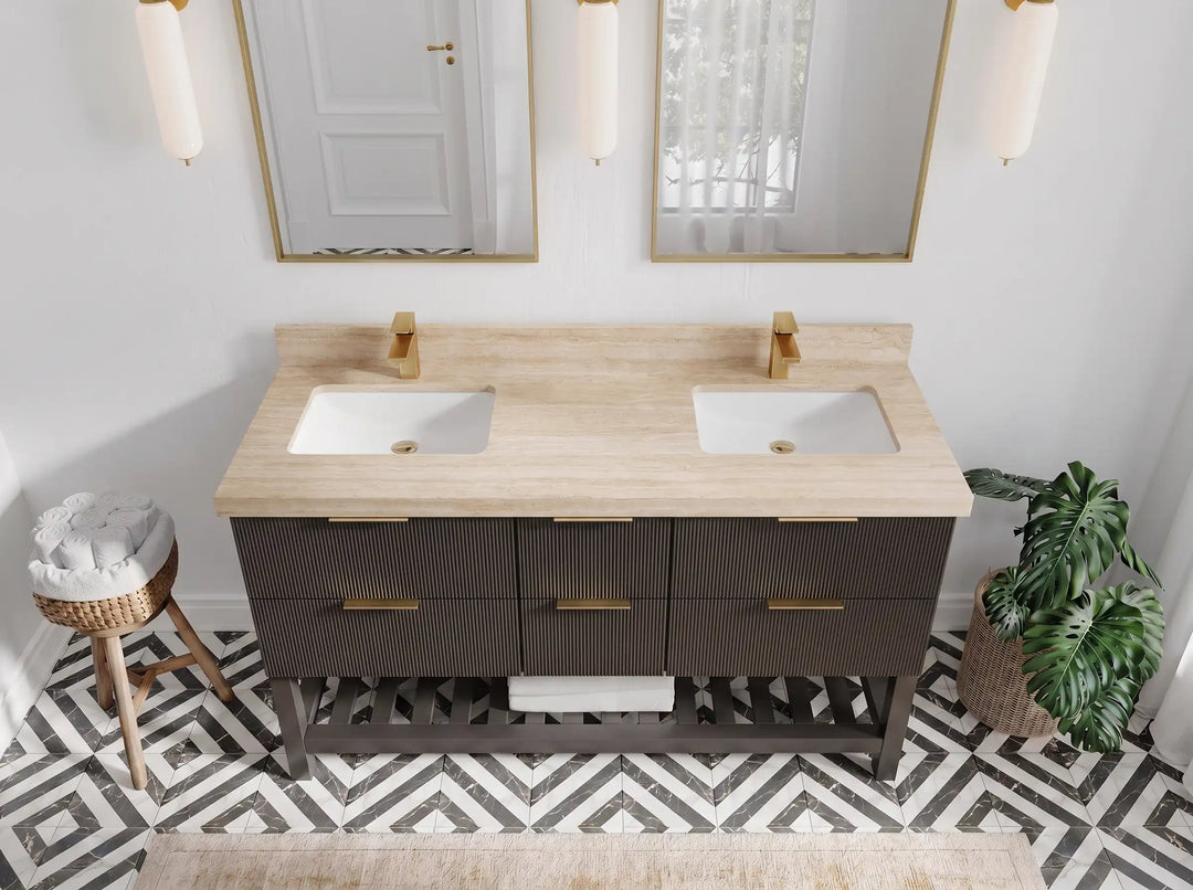 Catalina 60 in W x 22 in D Free Standing Reeded Double Sink Bathroom Vanity | 
              
                Urbane Bronze
                
                  
             - CAT_URB_CARM_60D - photo №27