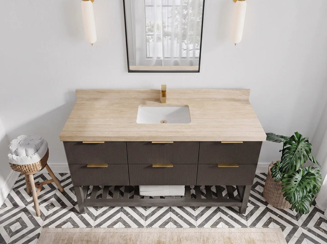 Catalina 60 in W x 22 in D Free Standing Reeded Single Sink Bathroom Vanity | 
              
                Urbane Bronze
                
                  
             - AT_URB_ARB_60S - photo №24