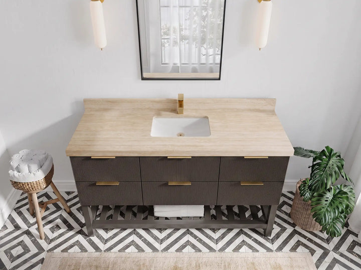 Catalina 60 in W x 22 in D Free Standing Reeded Single Sink Bathroom Vanity - photo 24