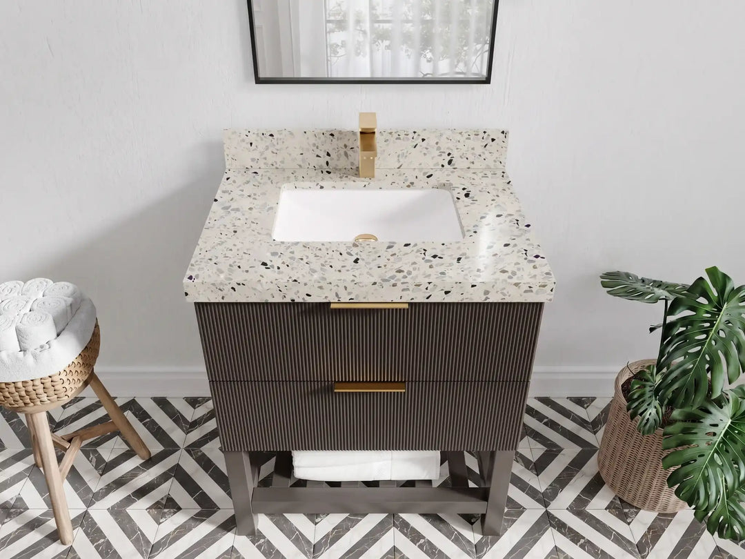 Catalina 30 in W x 22 in D Free Standing Reeded Single Sink Bathroom Vanity | 
              
                Urbane Bronze
                
                  
             - CAT_URB_WHQZ_30 - photo №23