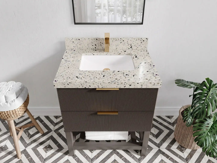 Catalina 30 in W x 22 in D Free Standing Reeded Single Sink Bathroom Vanity - photo 23