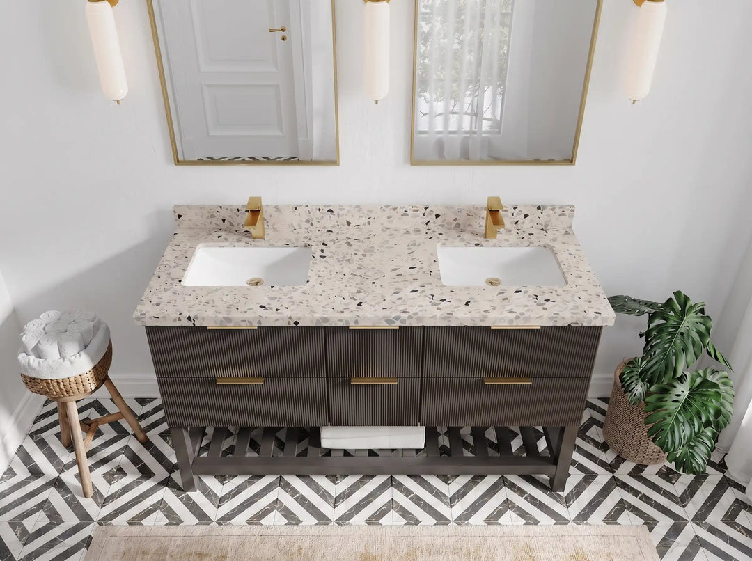 Catalina 60 in W x 22 in D Free Standing Reeded Double Sink Bathroom Vanity | 
              
                Urbane Bronze
                
                  
             - CAT_URB_CARM_60D - photo №28