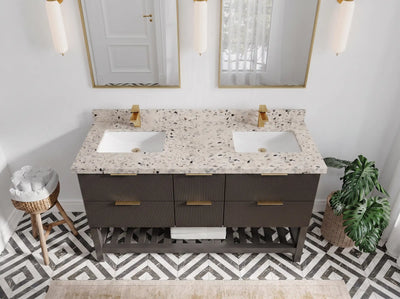 Catalina 60 in W x 22 in D Free Standing Reeded Double Sink Bathroom Vanity