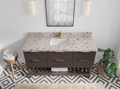 Catalina 60 in W x 22 in D Free Standing Reeded Single Sink Bathroom Vanity - photo 27