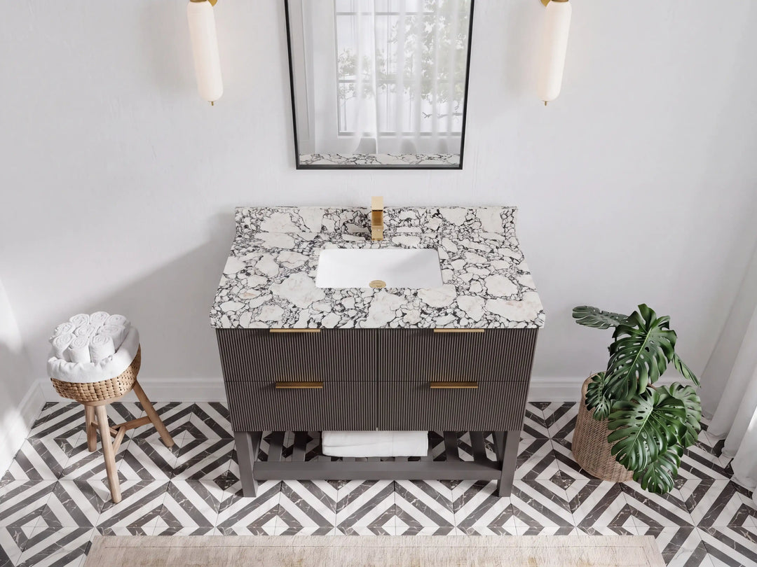 Catalina 42 in W x 22 in D Free Standing Reeded Single Sink Bathroom Vanity | 
              
                Urbane Bronze
                
                  
             - CAT_URB_ARB_42 - photo №17