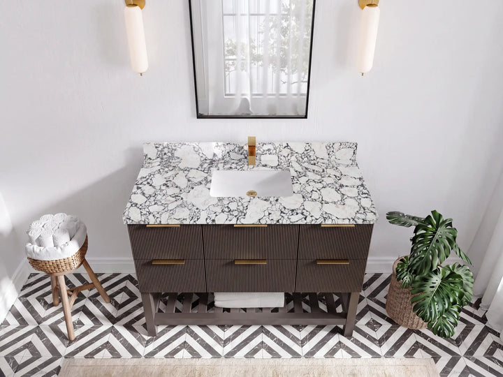 Catalina 48 in W x 22 in D Free Standing Reeded Single Sink Bathroom Vanity - photo 29