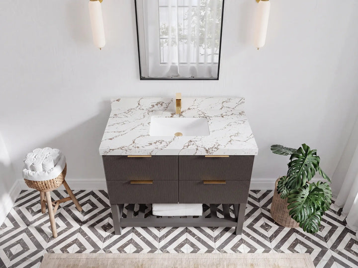 Catalina 42 in W x 22 in D Free Standing Reeded Single Sink Bathroom Vanity - photo 18