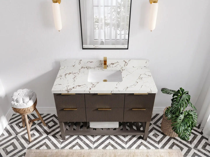 Catalina 48 in W x 22 in D Free Standing Reeded Single Sink Bathroom Vanity - photo 16