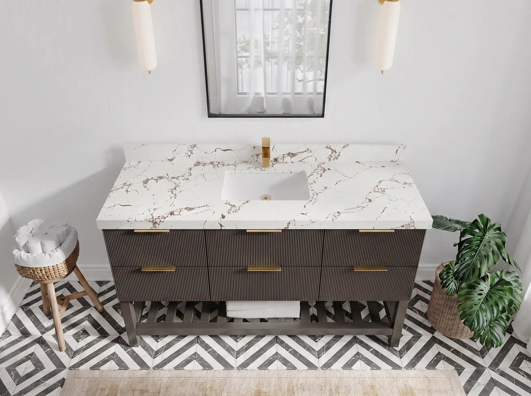 Catalina 60 in W x 22 in D Free Standing Reeded Single Sink Bathroom Vanity | 
              
                Urbane Bronze
                
                  
             - AT_URB_ARB_60S - photo №29